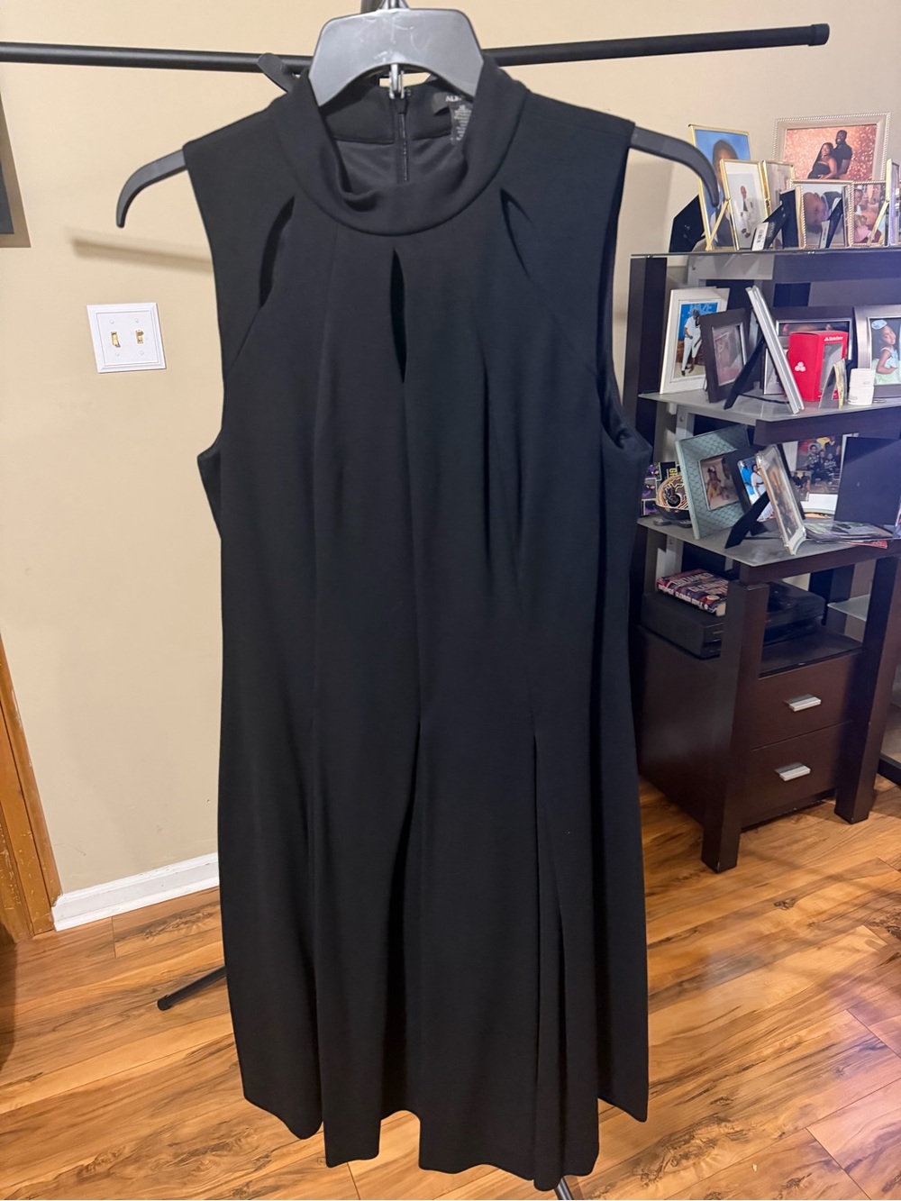 Alfani Sleeveless Black Cut Out Mock-Neck A-Line Dress